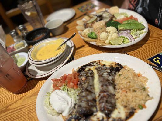 Chicken mole enchiladas and tilapia