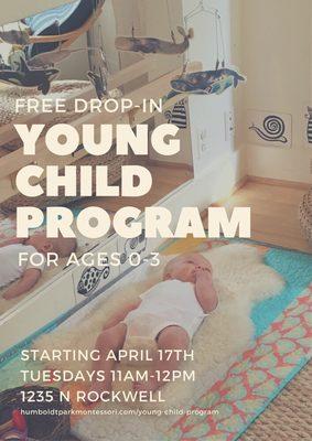 Get a taste of Montessori at the Young Child Program - drop in at 1235 N Rockwell on Tuesdays 11am-12pm during the school year.