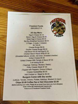 Menu - awesome prices and amazing food!