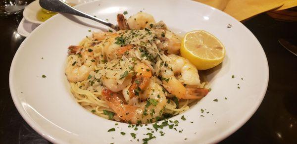 Shrimp Scampi over linguini