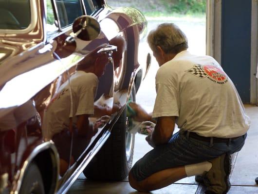 Mark working on one of his classics