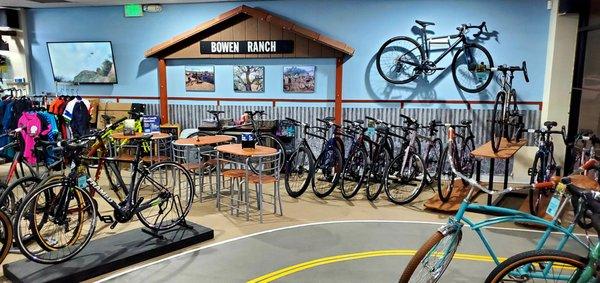 Gravel and Adventure Bikes displayed by the Bowen Ranch, a Northeast Trail Landmark