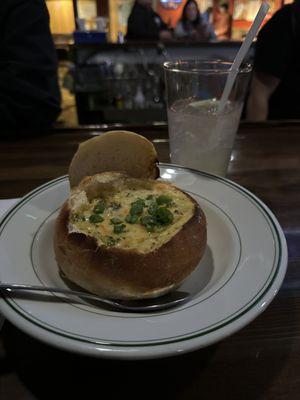 Broccoli Cheddar Soup special, in a bread bowl.