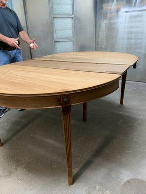 1920's Victorian Mahogany dining room table restored by Brian for the next 100 years!