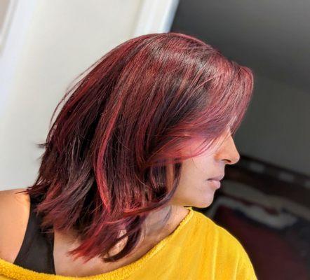 Bright #redhaircolor and #redhighlights