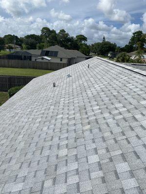 Silver birch shingle roofs are energy star rated in Florida. Do you like this green roof color? Call to see a sample up close and personal.