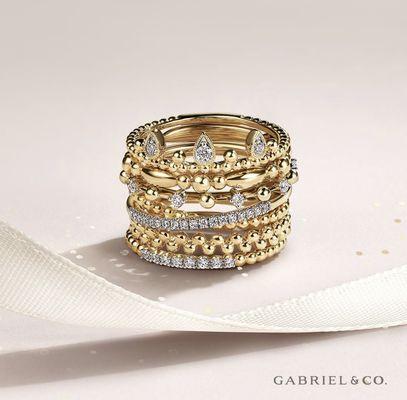 Gabriel & Co Diamond And Gold Stackables