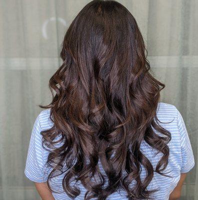 Short layers for more body on this rich chocolate brown color!