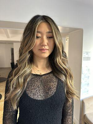 Balayage highlights with long layers