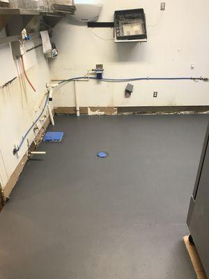 After we installed the grease trap and waste system under floor in commercial kitchen