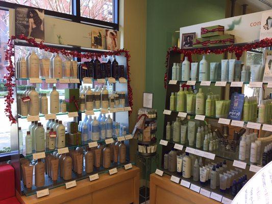 At Michael's salon we have Aveda retail products for you.  Excellent products for hair treatment.