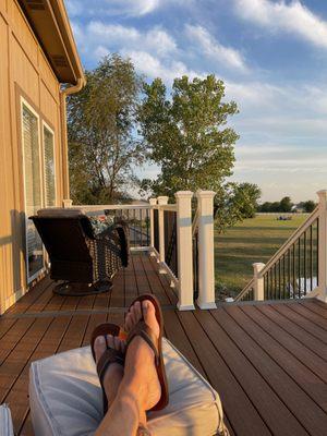 Relaxation and an ice cold beer on my beautiful deck.