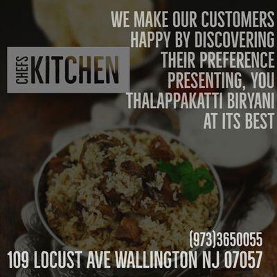 Chefs Kitchen proudly announces Thalappakatti Biryani to our menu.