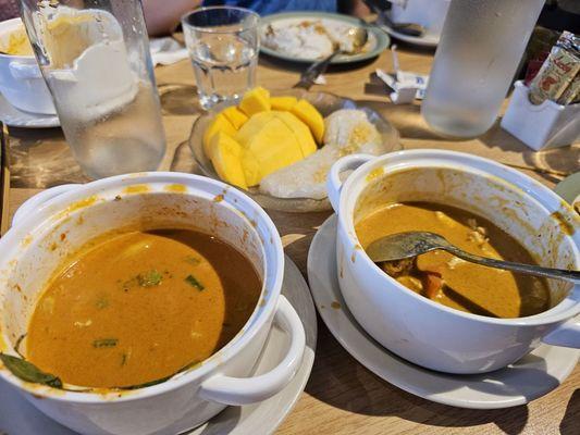 Penang curry, yellow curry and mango sticky rice