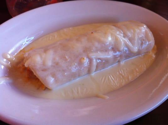 Chicken Enchilada w/ cheese sauce. Average.