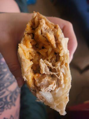 Clearly, you can see how much sour cream is in the burrito.