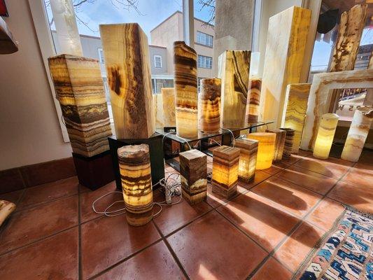 A huge variety of onyx lamps