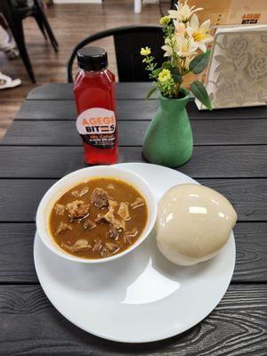 Pepper soup (goat meat) with fufu