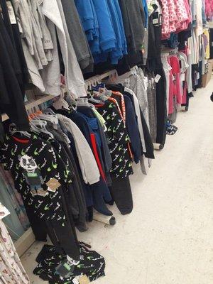 Clothing mixed up with no order whatsoever while the manager does nothing