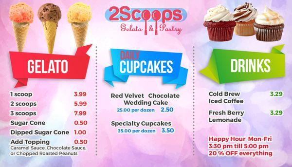 2Scoops Menu Gelato & Pastries