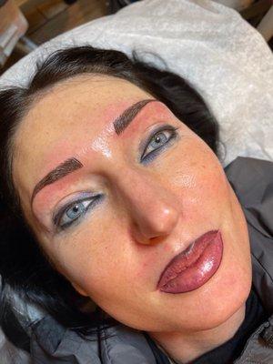 Lips and eyebrows done the same day.