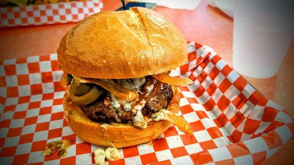 Ross The Boss Burger - you gotta get this one Cajun style burger with Blue Cheese added!