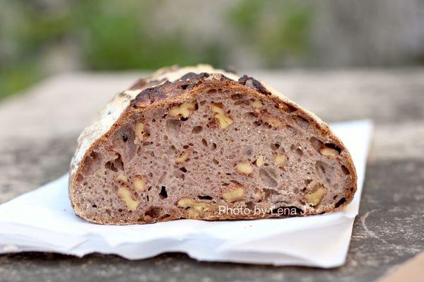 Walnut Bread ($6.75/half loaf) - levain dough with organic California walnuts. Really tasty.