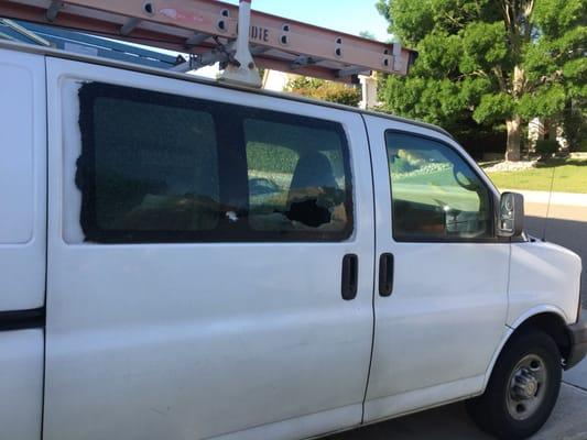 Chevy van sliding glass door window replacement in Elk Grove, California 95624