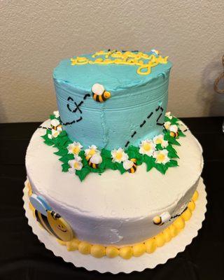 A bee themed birthday cake that is on the Walmart website. It's by far the worst cake I've ever seen or tasted.