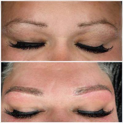 Ombré brows before and after