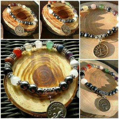 7 Chakra Bracelets with Zodiac Charms - Handmade by me