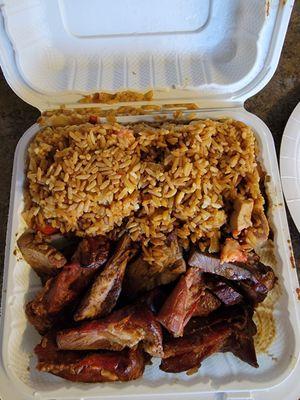 Spare ribs and enough fried rice for 3 meals