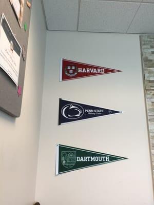 A lot of different school flags