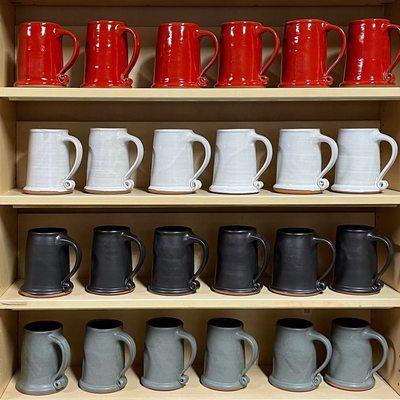 Limited edition handmade pottery steins from Gravesco Pottery