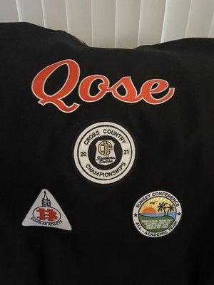 Back of Varsity Jacket various patches