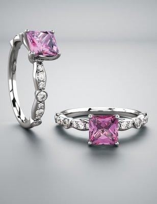 Pink Sapphire Diamond Engagement Ring