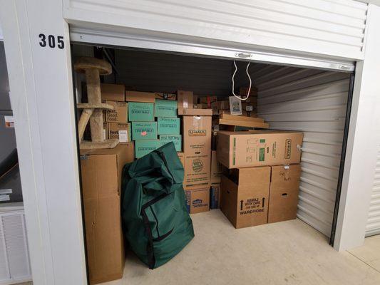 Everything from a packed 16 foot rental truck into a 10x10 storage space.