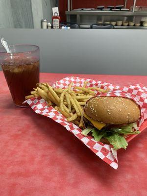 Cheeseburger and fries