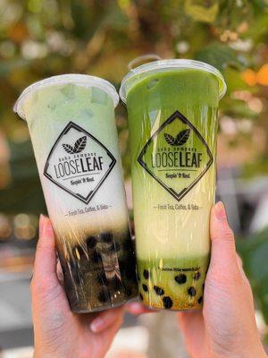 Pandan Pina Collision (left) & Golden Matcha Drinks (right)