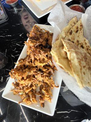 onion pakora and butter naan