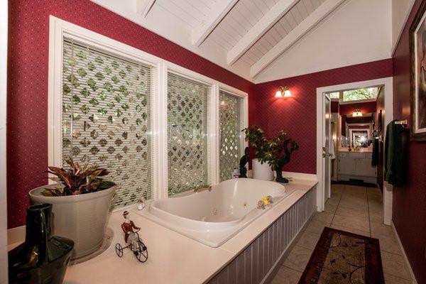 Luxurious private bathrooms with modern amenities.