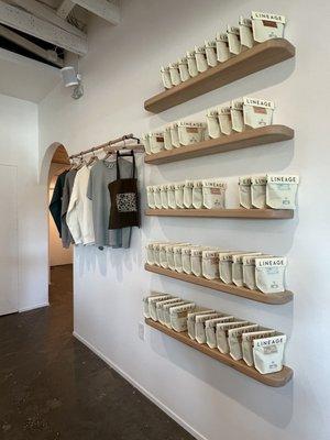 Coffee beans and merchandise