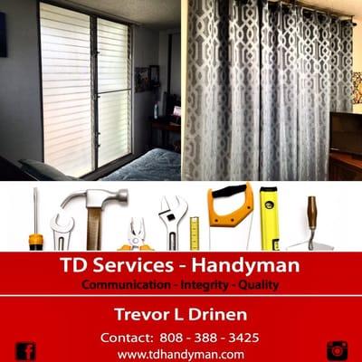 Black out curtain installation into concrete ceiling | left  www.tdserviceshawaii.com | 808.388.3425 |#tdserviceshawaii #tdhandyman