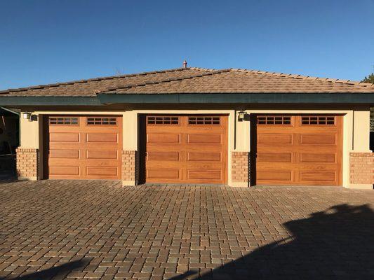 Steel doors that look like wood.