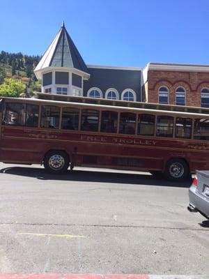 The free trolley that takes you up and down Main Street, just a small part of Park City Transit