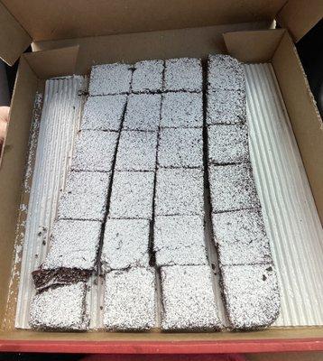 9-17-2022 Fudge Brownies to go  - Expect powdered sugar to go everywhere when you open and close.