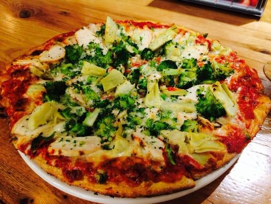 Build your own pizza $8 for three toppings: chicken, broccoli and artichokes