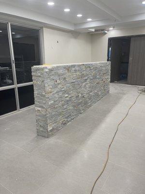 Costume build ramp rail way with stone walls and tiled walls