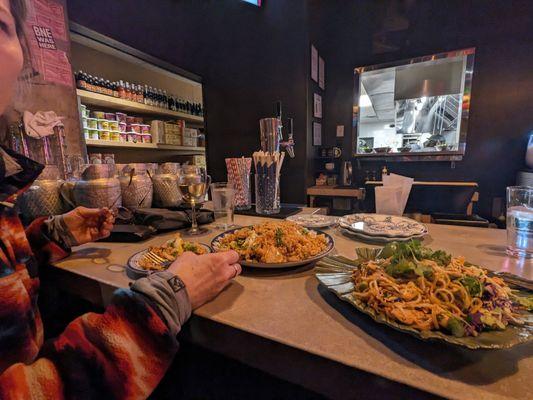 Pad Thai and pork belly fried rice