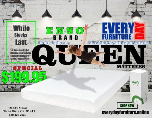 HURRY UP QUEEN MEMORY FOAM MATTRESS FROM ONLY $199.95 WHILE THEY LASY